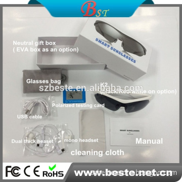 cool looking wearable V 4.0 headset bluetooth sunglasses